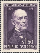 Österreich, 1954, ANK Nr. 1006, MICHEL Nr. 997, 150. Geburtstag von Karl Freiherr von Rokitansky, postfrisch, DB D667