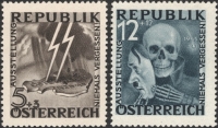 Österreich, 1946, ANK Nr. (13) + (14), MICHEL Nr. VI + VII, Nicht verausgabte Serie Blitz Totenmaske bzw. Blitz Totenkopf, postfrisch, ATTEST Soecknick 