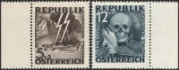 Österreich, 1946, ANK Nr. (13) + (14), MICHEL Nr. VI + VII, Nicht verausgabte Serie Blitz Totenmaske bzw. Blitz Totenkopf, Randstücke, postfrisch, ATTEST Soecknick