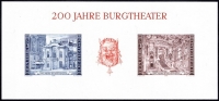 Österreich, 1976, ANK Block 5 U, MICHEL Block 3 U, 200 Jahre Burgtheater - BLOCK UNGEZÄHNT - postfrisch, ATTEST Dr. Glavanovitz 