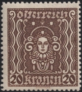 Österreich, 1922/24, ANK Nr. 398 B II, MICHEL Nr. 398 B II, Freimarkenausgabe: Frauenkopf 20 Kronen in Lz. 11 ½, postfrisch