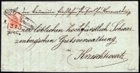 Österreich, 1850, Ferchenbauer Nr. 3 H I b, 3 Kreuzer, Handpapier, Type I a, auf komplettem Faltbrief von BÖHM. KRUMAU n. KRZESCHTIOWITZ, entwertet 