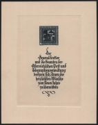 Österreich, 1926, ANK Nr. 489 PU, MICHEL Nr. 489 PU Nibelungen 8+2 Groschen ungezähnt auf Japanpapier auf NEUJAHRGESCHENKSBLATT mit deutschem Text, ATTEST Soecknick 