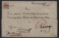 Österreich, 1850, Ferchenbauer Nr. 4 H I a (2), 6 Kreuzer rotbraun + rückseits 6 Kreuzer braun, auf Reko-Faltbrief-Hülle v. SUDOMERICE n. PRAG, entwertet 