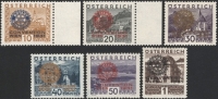 Österreich, 1931, ANK Nr. 518 - 523, MICHEL Nr. 518 - 523, Kongreß von Rotary International, 10 Groschen + 20 Groschen als Randstücke vom rechten Bogenrand, postfrisch, ATTEST Soecknick 