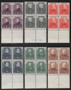 Österreich, 1931, ANK Nr. 524 - 529, MICHEL Nr. 524 - 529, Österreichische Dichter im 4er-Block einheitlich vom unteren Bogenrand, postfrisch, ATTEST Soecknick 