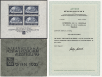 Österreich, 1933, ANK Nr. 556 A, MICHEL Nr. 556 C, WIPA Block 1933, im Überformat 129 mm x 106 mm ( Mittelmaß 127 mm x 104,5 mm laut Katalog ), postfrisch, ATTEST Soecknick 