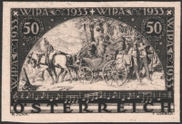 Österreich, 1933, ANK Nr. 556 B PU, MICHEL Nr. 556 B PU, WIPA 1933, ungezähnter Probedruck in Schwarz auf Büttenpapier, ohne Gummierung wie hergestellt, ATTEST Soecknick 