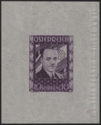 Österreich, 1934, ANK Nr. 588 PU VI, MICHEL Nr. 588 PU II - 10 S Dollfuß - ungezähnter EINZELABZUG in Dunkelbraunviolett, ohne Gummierung wie hergestellt, ATTEST Soecknick 
