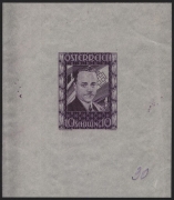 Österreich, 1934, ANK Nr. 588 PU VI, MICHEL Nr. 588 PU II - 10 S Dollfuß - ungezähnter EINZELABZUG in Dunkelrotviolett, ohne Gummierung wie hergestellt, ATTEST Soecknick 