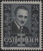 Österreich, 1934, ANK Nr. 589 P I, MICHEL Nr. 589 P II - 24 Groschen Dollfuß Trauermarke - PROBEDRUCK in anderer Farbe schwarzblau, ohne Gummierung wie hergestellt, ATTEST Soecknick 