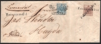 Österreich, 1850, Ferchenbauer Nr. 5 H I + 4 H I a, 9 Kreuzer hellblau, Handpapier, Type I + 6 Kreuzer rotbraun, Handpapier, Type I a auf Reko-Faltbrief von BATTELAU n. HAYDA, entwertet 