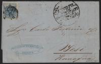 Österreich, 1850, Ferchenbauer Nr. 5 H III b, 9 Kreuzer, dunkelblau, Handpapier, Type III b auf komplettem Faltbrief von TRIEST nach JESI mit Desinfektions-Einkreis-Stempel 