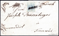 Österreich, 1850, Ferchenbauer Nr. 5 H I / P 243, 9 Kreuzer himmelblau, Handpapier, Type I / P 243 auf kompl. Reko-Faltbrief-Hülle v. MEDIASCH n. TEMESVÀR, entwertet 