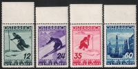 Österreich, 1936, ANK Nr. 623 - 626, MICHEL Nr. 623 - 626, FIS Wettkämpfe Innsbruck 1936 - FIS II - 2. Ausgabe, einheitlich vom oberen Bogenrand, postfrisch, DB D1077