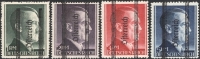 Österreich, 1945, ANK Nr. 693 II B 694 II B 695 II A 696 II A, Grazer Aushilfsausgabe, 1 RM - 5 RM einheitlich mit dünnem bzw. magerem Aufdruck = Type II, postfrisch, ATTEST Soecknick 