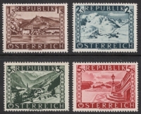 Österreich, 1945/46, ANK Nr. 771 - 774, MICHEL Nr. 767 II - 770 II, Freimarken: Landschaften, Schillingwerte, glatter Grund, postfrisch, ANK  € 82,-- , DB SVEBÖ