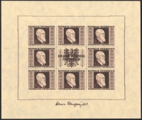 Österreich, 1946, ANK Nr. 780 A - 783 A, MICHEL Nr. 772 B - 775 B, Dr. Karl Renner - Renner Kleinbogen bzw. Renner Block, postfrisch, ATTEST Soecknick 