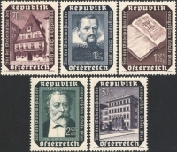 Österreich, 1953, ANK Nr. 998 - 1002, MICHEL Nr. 989 - 993, Wiederaufbau der Evangelischen Schule, postfrisch, DB STI311