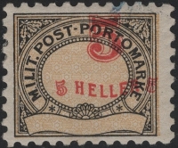 Österreich, K.u.K. Militärpost Bosnien-Herzegowina, ANK Porto Nr. 5, MICHEL Porto Nr. 5, Portomarkenausgabe 1904 