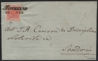 Lombardei-Venetien, 1850, Nr. 3 H III a, 15 Centesimi, rot, Handpapier, Type III, Plattenfehler 