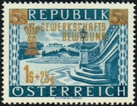 Österreich, 1953, ANK Nr. 996 III, MICHEL Nr. 983 V, Gewerkschaftsbewegung mit Plattenfehler 2 Bäumchen, postfrisch
