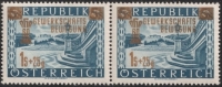 Österreich, 1953, ANK Nr. 996 VI, MICHEL Nr. 983 III, Gewerkschaftsbewegung im waagrechten Paar mit Plattenfehler retuschierter Schlangenkopf, postfrisch