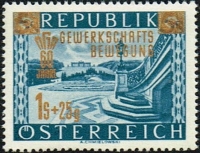 Österreich, 1953, ANK Nr. 996 VI, MICHEL Nr. 983 III, Gewerkschaftsbewegung mit Plattenfehler retuschierter Schlangenkopf, postfrisch