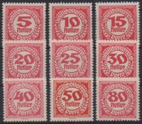 Porto Nr. 75 - 83, Neue Ziffernzeichnung gezähnt, postfrisch