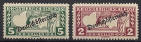 252 A - 253 A, Eilmarken Merkurkopf mit Aufdruck Deutsch-Österreich in Lz. 12 ½, postfrisch