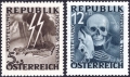 Österreich, 1946, ANK Nr. (13) + (14), MICHEL Nr. VI + VII, Nicht verausgabte Serie Blitz Totenmaske bzw. Blitz Totenkopf, postfrisch, ATTEST Soecknick "echt und einwandfrei", DB DEI2374