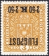 Österreich, 1918, ANK Nr. 226 y K I, MICHEL Nr. 226 y K I, Flugpostmarken-Ausgabe 1918, 2.50 K(ronen) auf 3 K(ronen) mit KOPFSTEHENDEM AUFDRUCK + markante DRUCKZUFÄLLIGKEIT 