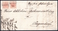 Österreich, 1850, Ferchenbauer Nr. 3 H I b (2), 2 x 3 Kreuzer, Handpapier, Type I a, auf komplettem Faltbrief von POSORITZ n. JAEGERNDORF, entwertet 