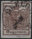 Österreich, 1850, Ferchenbauer Nr. 4 H I a, 6 Kreuzer, braun, Handpapier, Type I a MIT MARKANTEM PLATTENFEHLER 