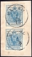 Österreich, 1850/54, Ferchenbauer Nr. 5 M III b, 9 Kreuzer, hellblau, Maschinenpapier, Type III b, senkrechtes Paar auf Briefstück, untere Marke Plattenfehler, entwertet 