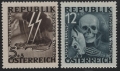 Österreich, 1946, ANK Nr. (13) + (14), MICHEL Nr. VI + VII, Nicht verausgabte Serie Blitz Totenmaske bzw. Blitz Totenkopf, postfrisch, ATTEST Soecknick 