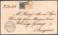 Lombardei-Venetien, 1850, Ferchenbauer Nr. 2 H I a + 1, 10 Centesimi, schwarz, Handpapier, Type I a + 5 Centesimi, gelbocker, zusammen auf kompl. Faltbrief-Hülle v. MARTINENGO n. BERGAMO, entwertet 