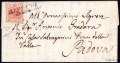 Lombardei-Venetien, 1850, Ferchenbauer Nr. 3 H I / Pl. 1, 15 Centesimi, ziegelrot, Handpapier, Type I / Platte 1, auf komplettem Faltbrief vom 13. Juni (1850) von BASSANO nach PADUA, entwertet "BASSANO 13. GIUG.", ATTEST Dr. Ferchenbauer, DB VF4476 
