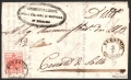 Lombardei-Venetien, 1850, Ferchenbauer Nr. 3 H I / Pl. 1, 15 Centesimi, dunkelzinnober, Handpapier, Type I, Platte 1, Feinstdruck, auf komplettem Faltbrief von BERGAMO nach CENATE DI SOTTO, entwertet 