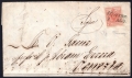 Lombardei-Venetien, 1850, Ferchenbauer Nr. 3 H I / Pl. 1, 15 Centesimi, zinnoberrot, Handpapier, Type I / Platte 1 auf kompl. Faltbrief von MIRANO nach VENEDIG, entwertet mit graublauem 