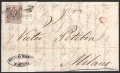 Lombardei-Venetien, 1850, Ferchenbauer Nr. 4 H I, 30 Centesimi, tiefdunkelbraun, Handpapier, Type I, Feinstdruck, auf komplettem Faltbrief vom 13. Juni 1850 nach MAILAND, entwertet 