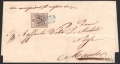 Lombardei-Venetien, 1850, Ferchenbauer Nr. 4 H I, 30 Centesimi, violettbraun, Handpapier, Type I, auf kompletter Faltbrief-Hülle nach MANTUA, emtwertet mit blauem Lang-Stempel "MONZA 15. GIU. (1850)", ATTEST Dr. Ferchenbauer, DB VF417